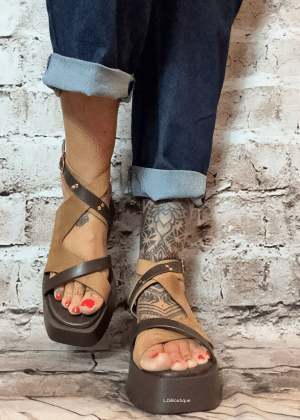 A328 Chocolate wedge sandals