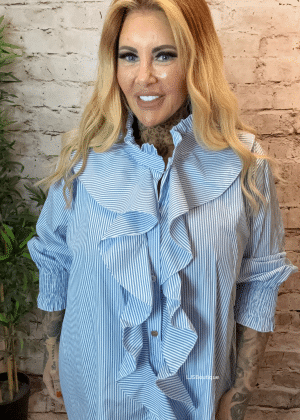 Joanne pinstripe blouse best fits 16-24