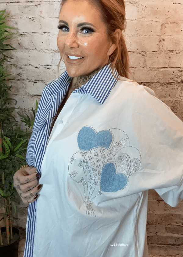 Dorothy Pinstripe shirt best fits 16-24 - Image 3