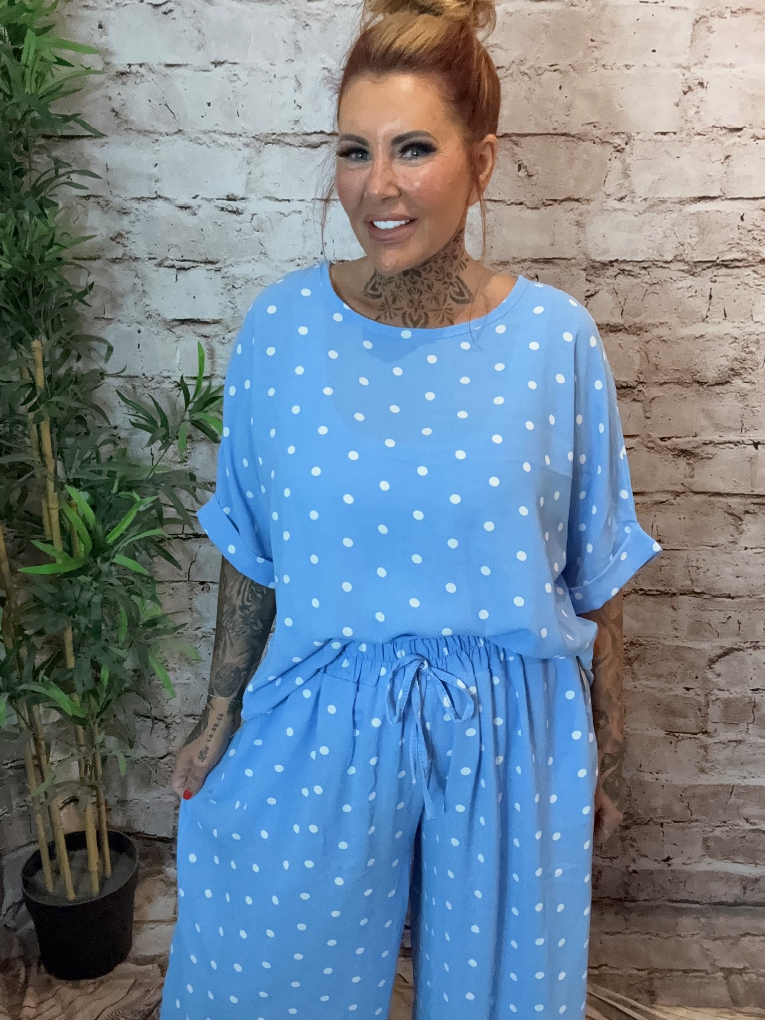 Emma spotty wide leg trousers 16-24 - Image 3