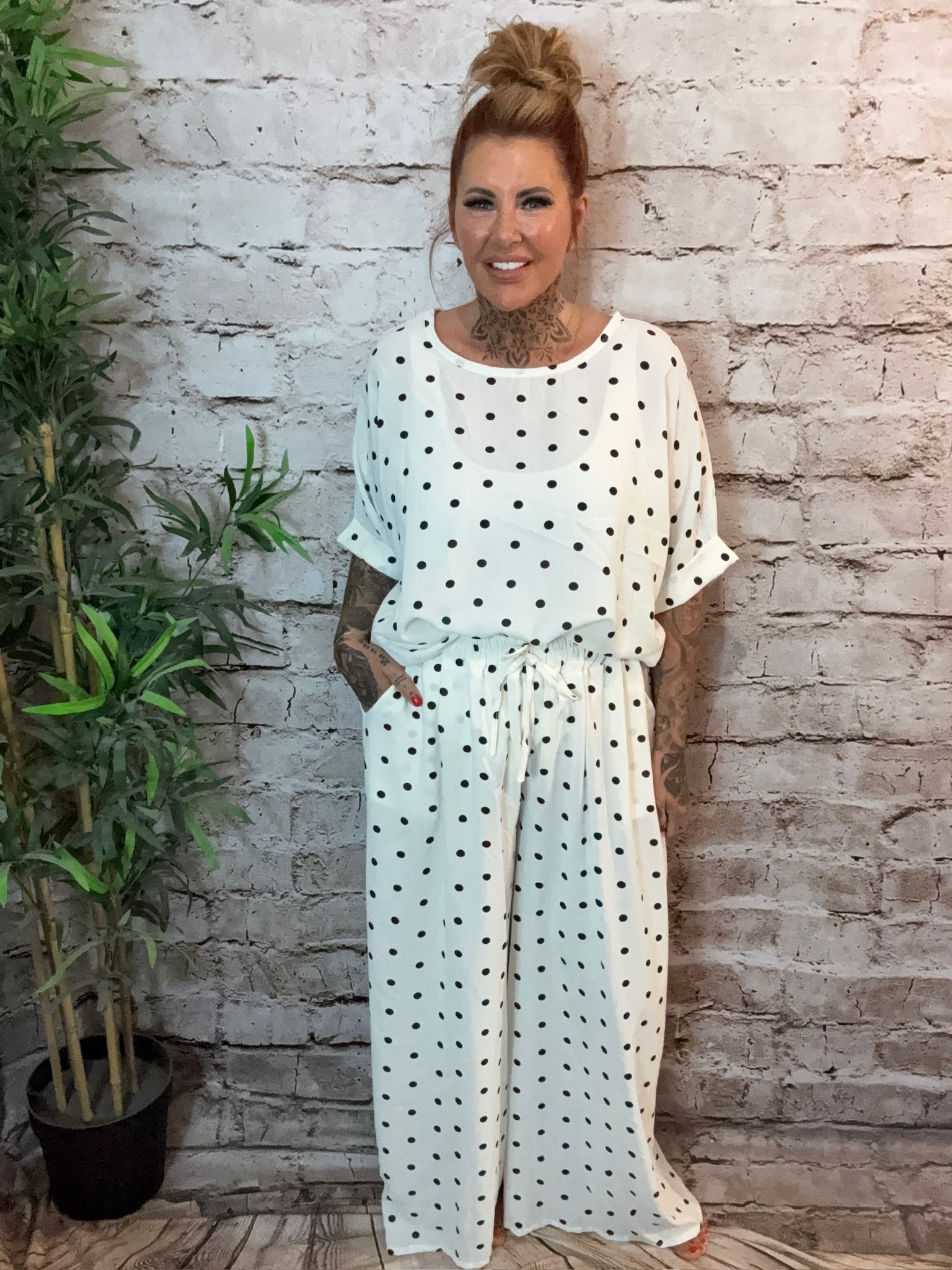 Emma spotty wide leg trousers 16-24 - Image 2
