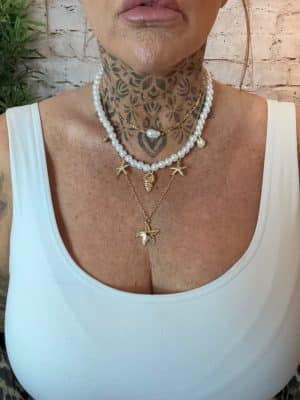 A367 Pearl effect 3 layer necklace