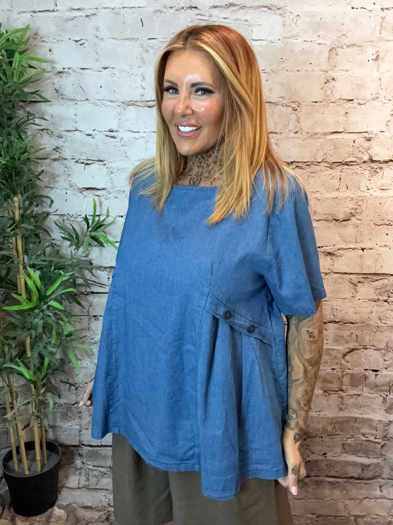 KAYA Denim Button Top Best Fits 14-20 - Image 4