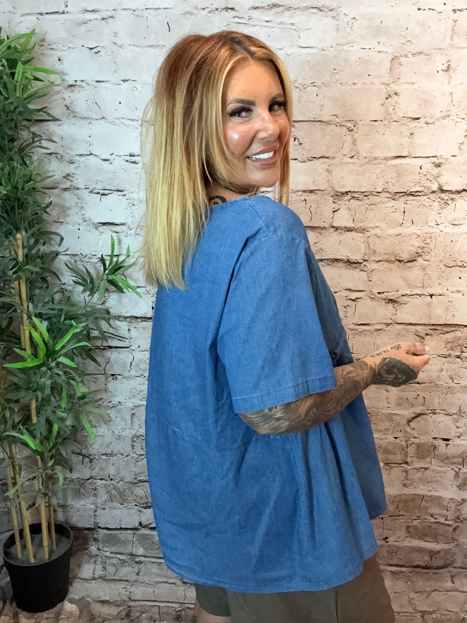 KAYA Denim Button Top Best Fits 14-20 - Image 2
