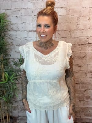 Evelina sleeveless V-neck top Best Fits 12 - 16