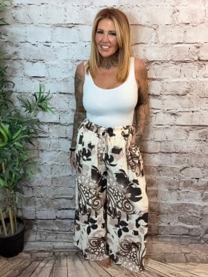 Katharine Multi Pattern Wide Leg Trousers Best Fits 16 - 24