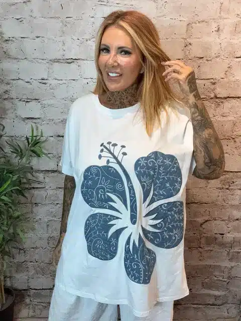 Denim Flower T-Shirt Best Fits Size 16-26 - Image 2