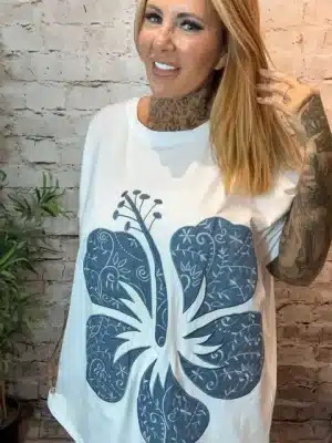 Denim Flower T-Shirt  Best Fits Size 16-26