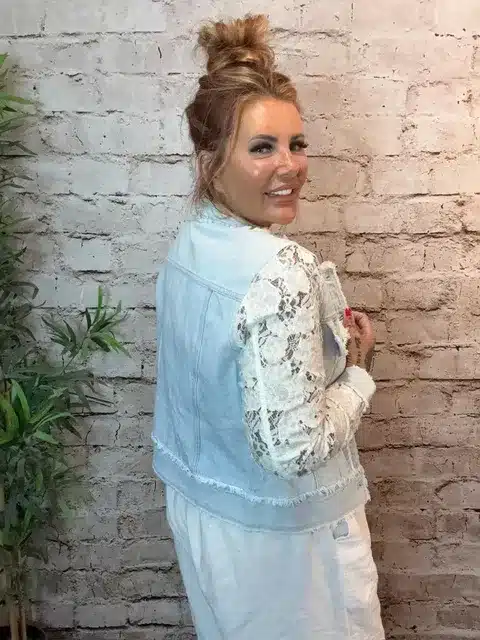 Lace Raw Edge Denim Jacket Best Fits 12-16 - Image 2