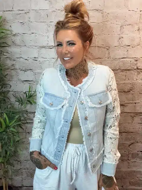 Lace Raw Edge Denim Jacket Best Fits 12-16