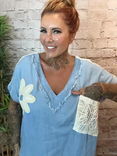 Tara Denim Top BEST FITS 12-20