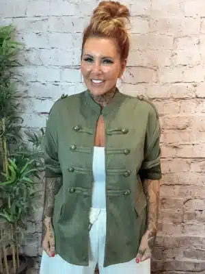 Mandy Faux Suede Military Jacket Best Fits 12-20