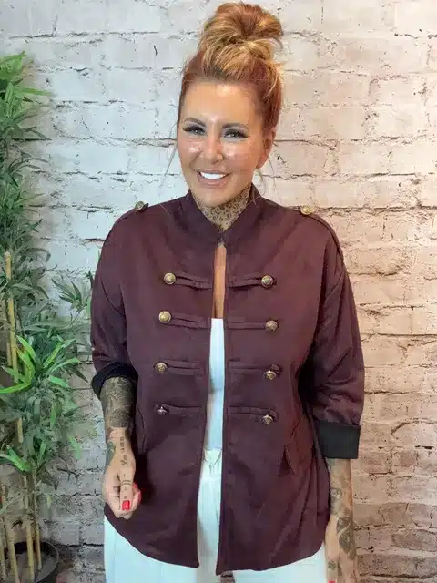 Mandy Faux Suede Military Jacket Best Fits 12-20 - Image 6