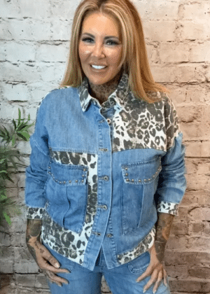 Animal denim jacket Best fits 14-22
