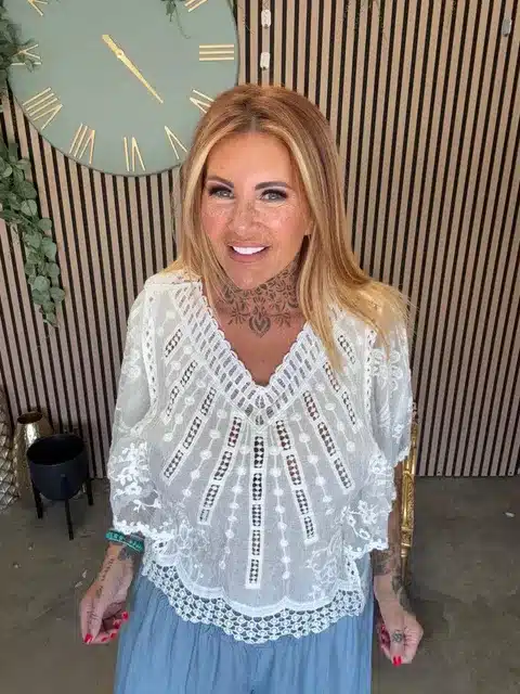 Embroidered sleeve Top Best Fits 12-18 - Image 3