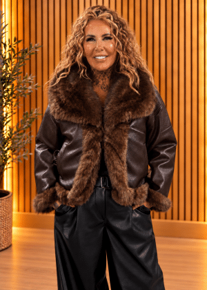 Reversible Faux Leather & Faux Fur Biker Jacket 12-20