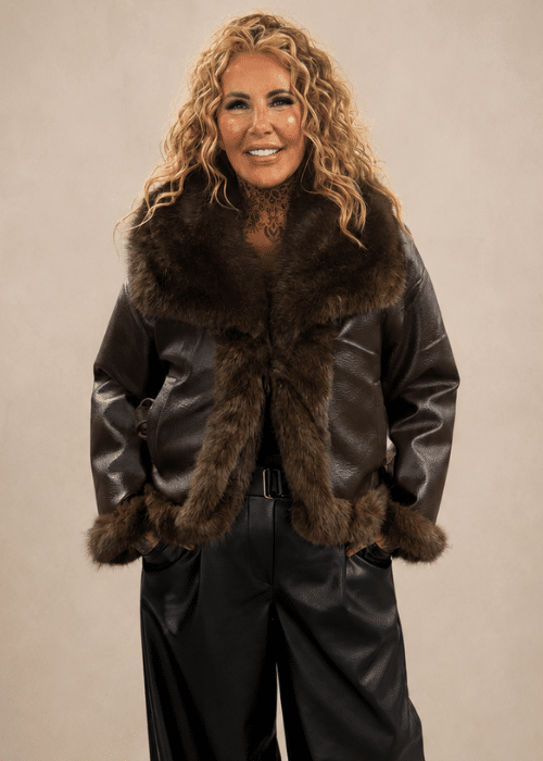 Reversible Faux Leather & Faux Fur Biker Jacket 12-20 - Image 2
