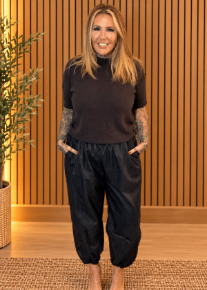Tilly Barrel Leg PU Trousers 16-24