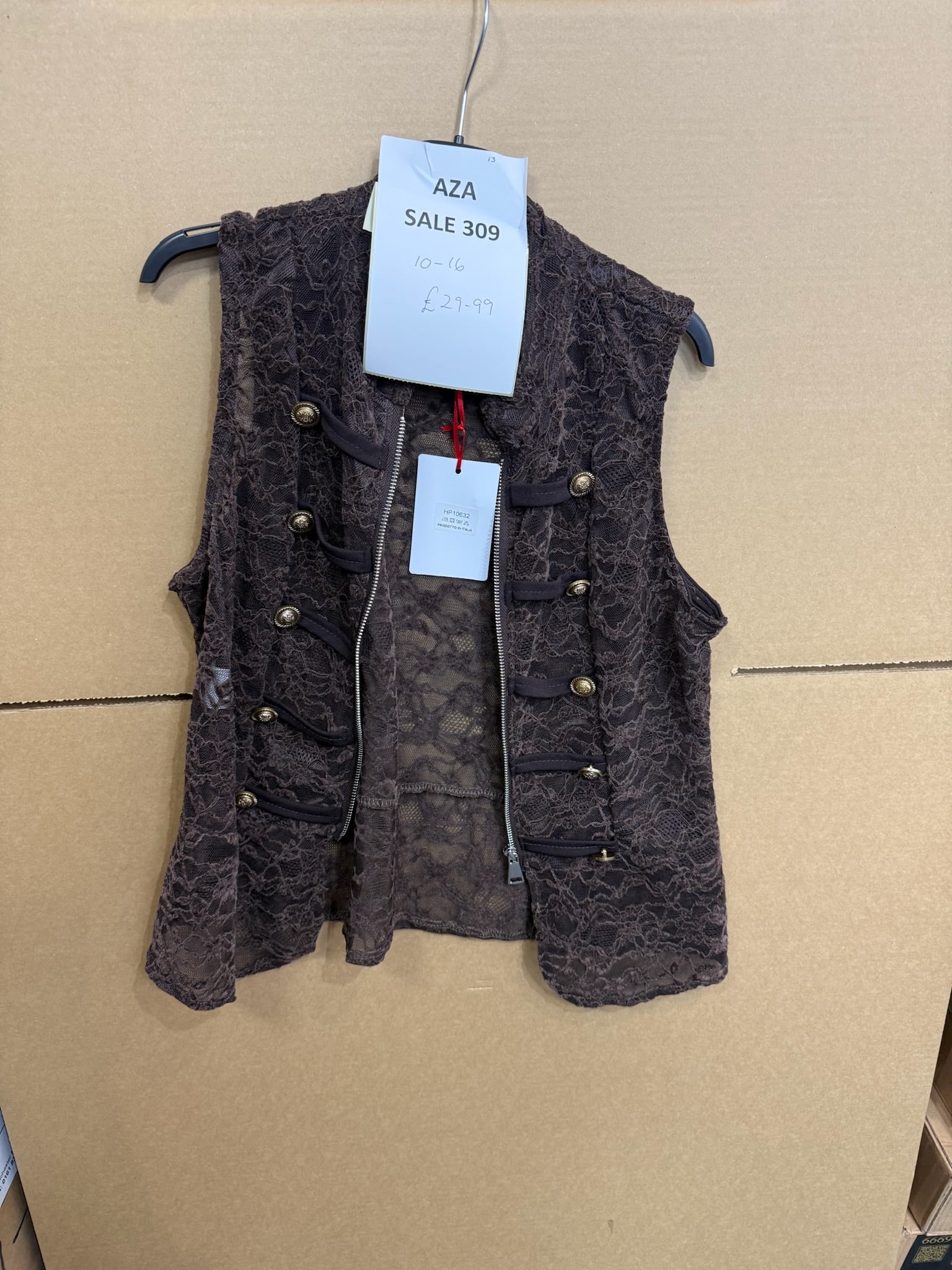 SALE 309 LACE MILITARY WAIST COAT 12-18 62CM PTP (NO RETURNS)