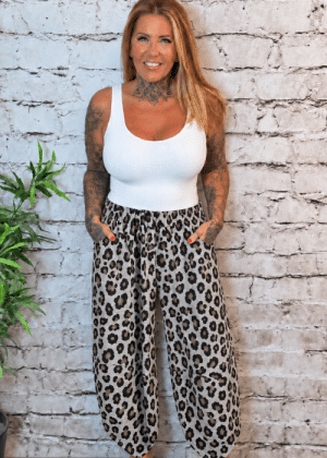 Sharon Animal Print Barrel Leg Trousers – Best Fit 12-20