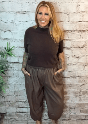 Tilly Barrel Leg PU Trousers 16-24