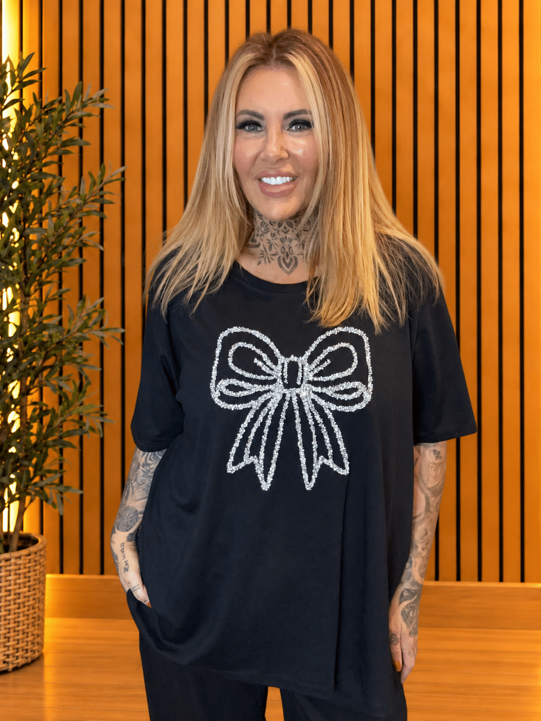 Stella Glitter Bow T-shirt Best Fits 14-24 - Image 2